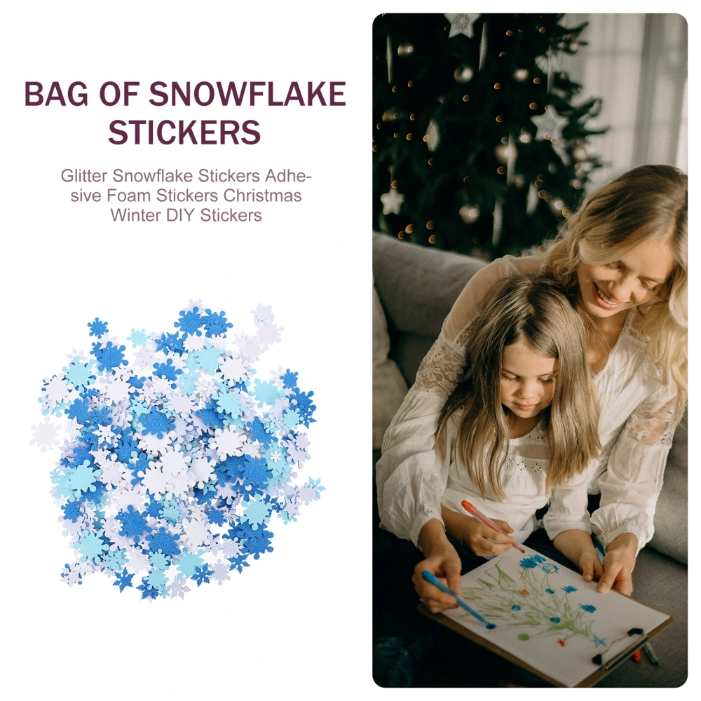 1 Bag of Snowflake Stickers Christmas Window Glitter Decals Decorative Stickers