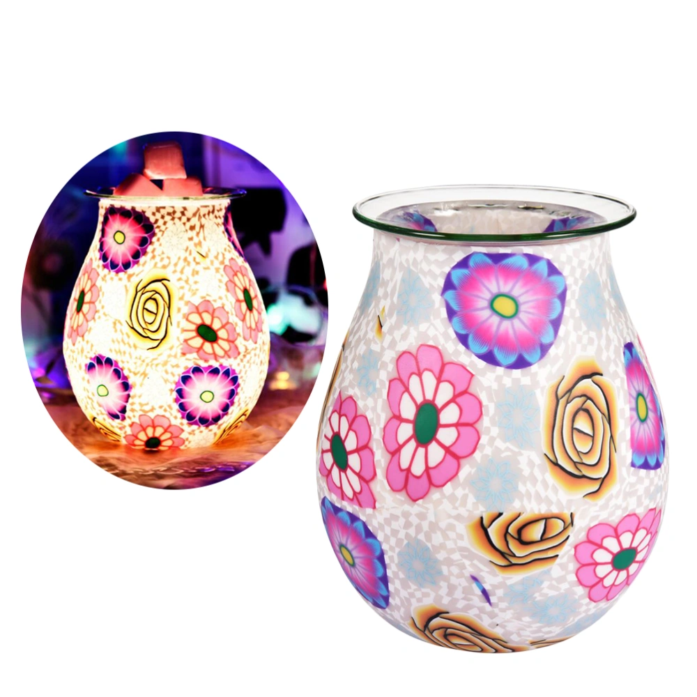 Flower Pattern Fragrance Light Aroma Lamp Unique Desktop Light Decorative Tabletop Light for Home Bedroom (Ordinary Switch, UK Plug)