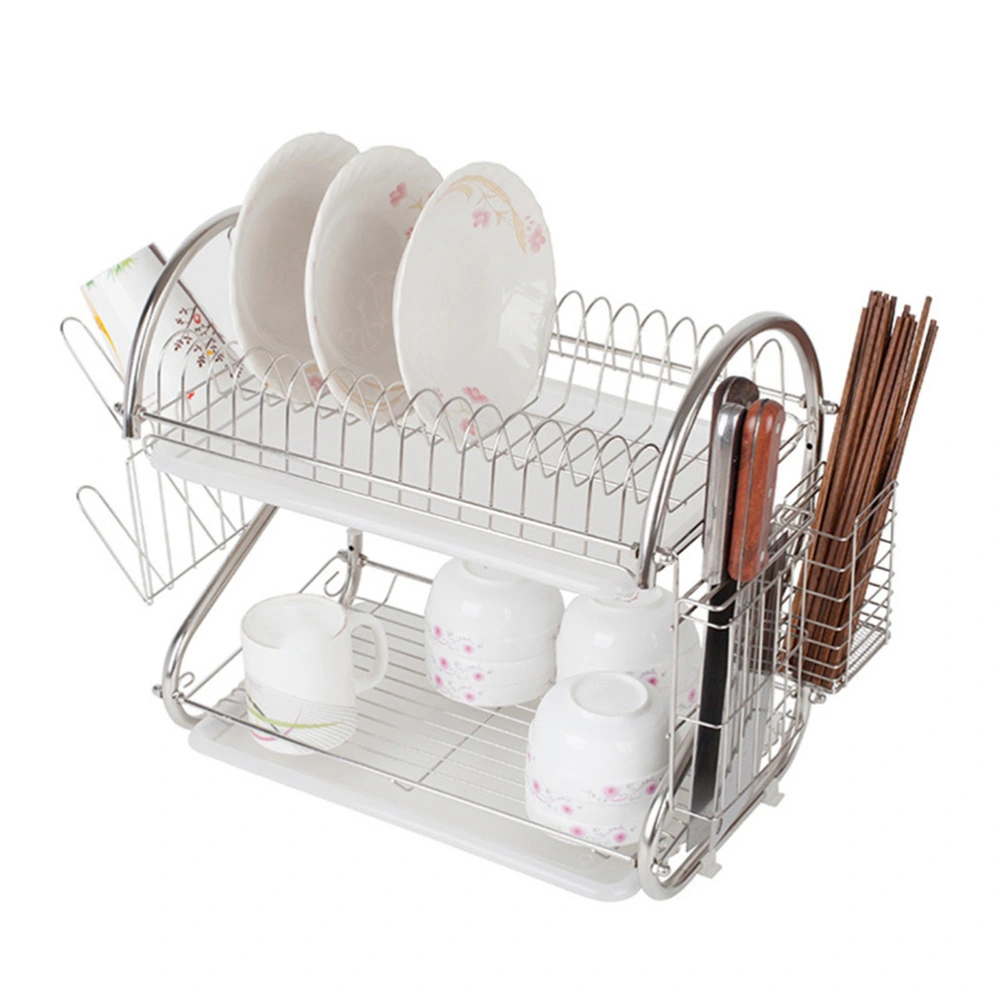 1 Pc Stainless Steel Kitchen Storage Shelf Multifunctional Dish Drain Rack Kitchen Utensil Holder Cup Holder and Dish Drainer for Kitchen Counter (Silver, Random Style)