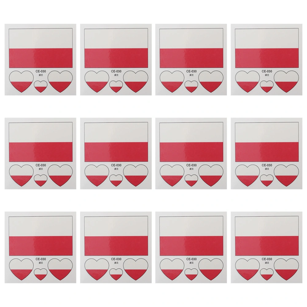 12 Pcs Country Flag Stickers Fashion Sports Body Face Art Decals  (Poland)