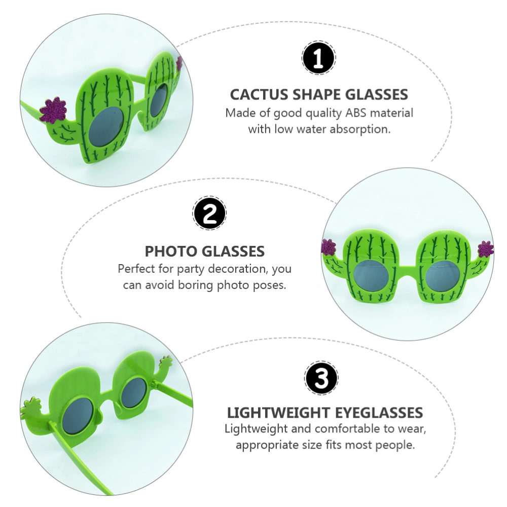 2 Pairs of Glasses Cactus Shape Eye-wears Lightweight Party Decorations (Green)