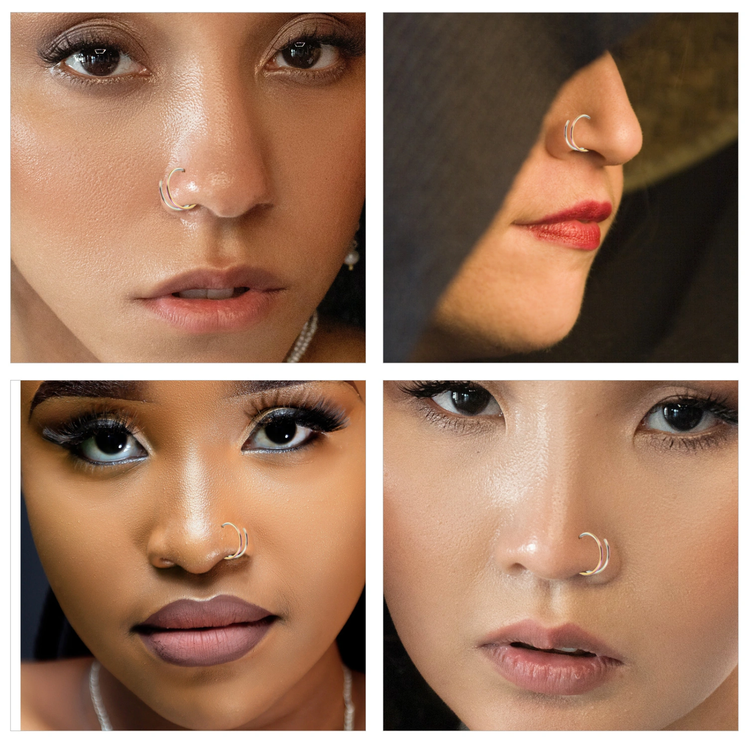 5Pcs Metal Nose Hoops Double Spiral Nose Rings Metal Nose Hoops Adornments Nose Decors