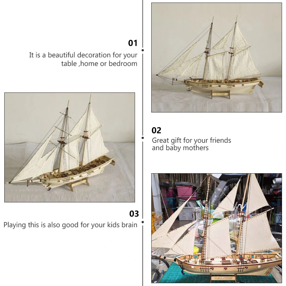 1 Set Wooden Boat Toy Kids Educational Plaything DIY Handmade Assembly Toy