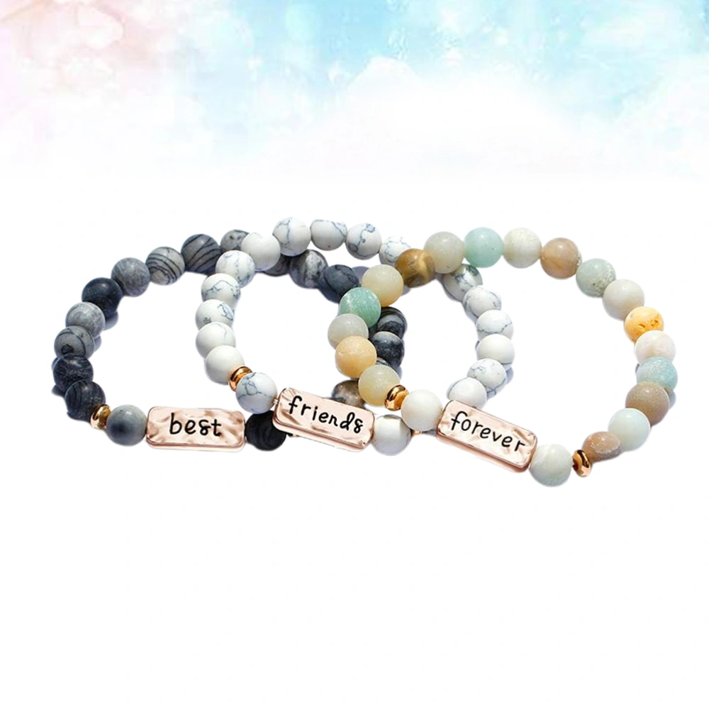 3pcs Bestfriend Forever Bracelet Creative Casual Hand Chain Stylish Unique Bracelet Birthday Gift for Men Women Adults