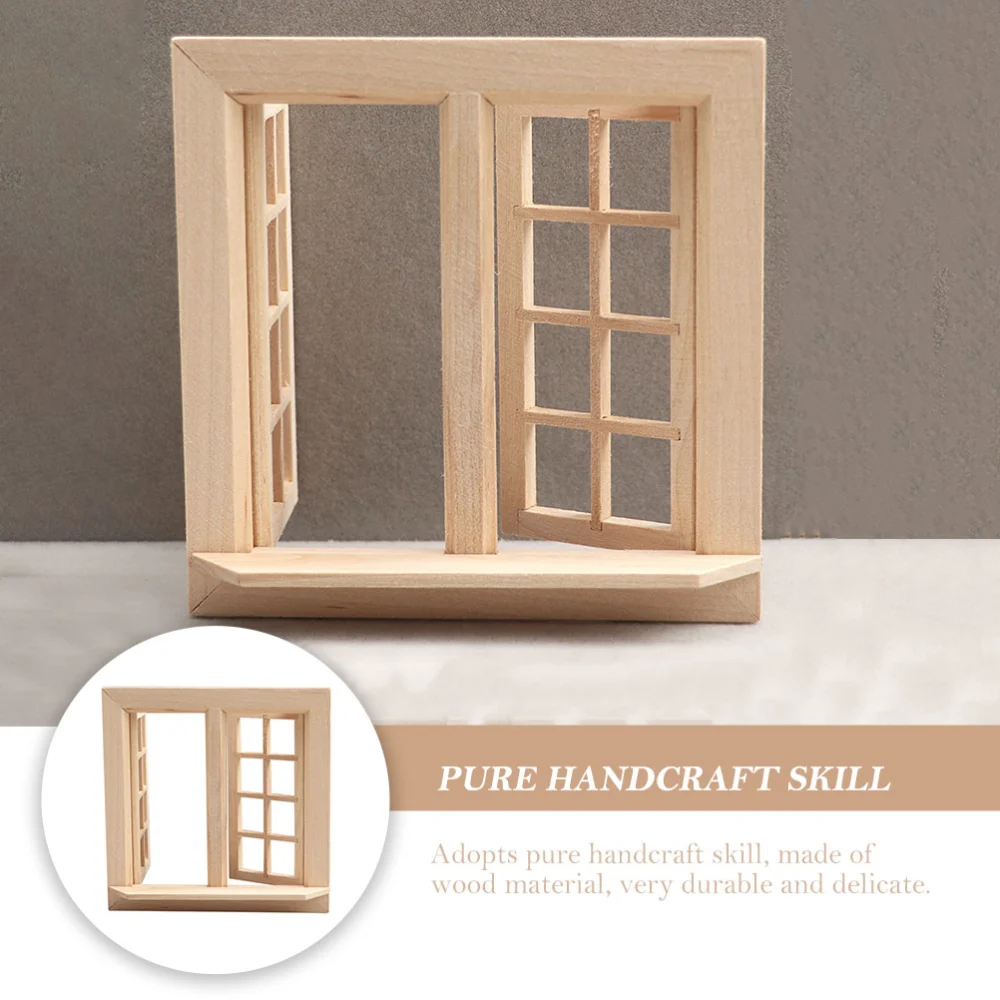 Mini House Adornment Mini Blank Window Model Mini Uncolored Wooden Window