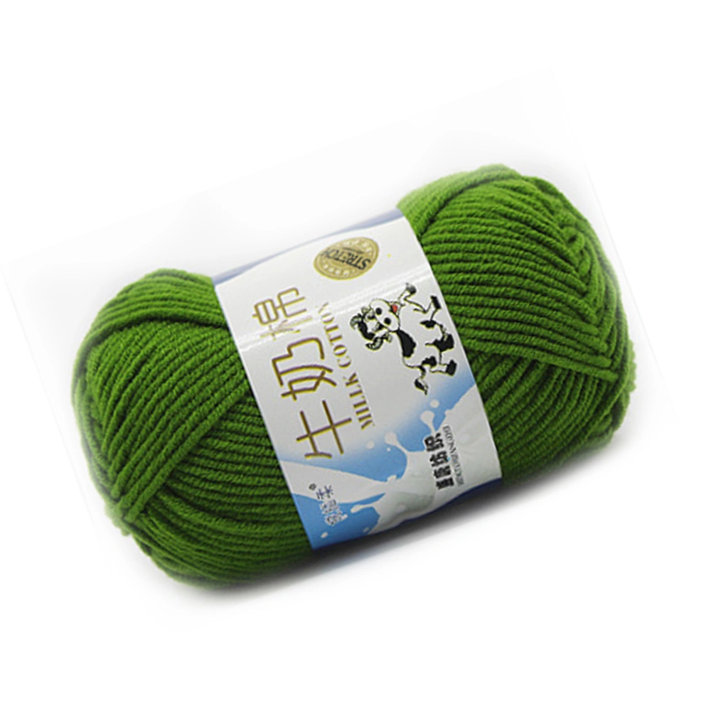 50g Milk Cotton Yarn Cotton Chunky Hand-woven Crochet Knitting Wool Yarn Warm Yarn for Sweaters Hats Scarves DIY (Green)