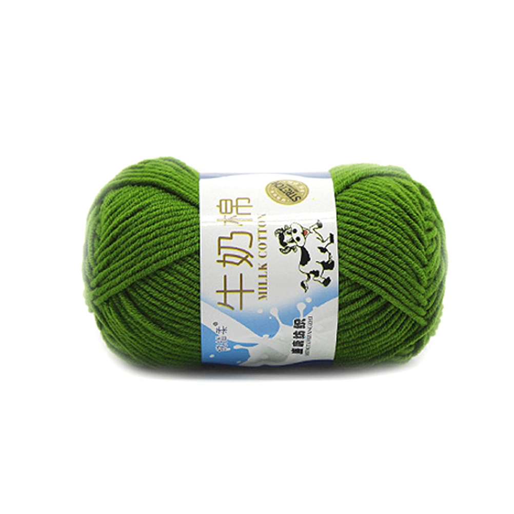 50g Milk Cotton Yarn Cotton Chunky Hand-woven Crochet Knitting Wool Yarn Warm Yarn for Sweaters Hats Scarves DIY (Green)