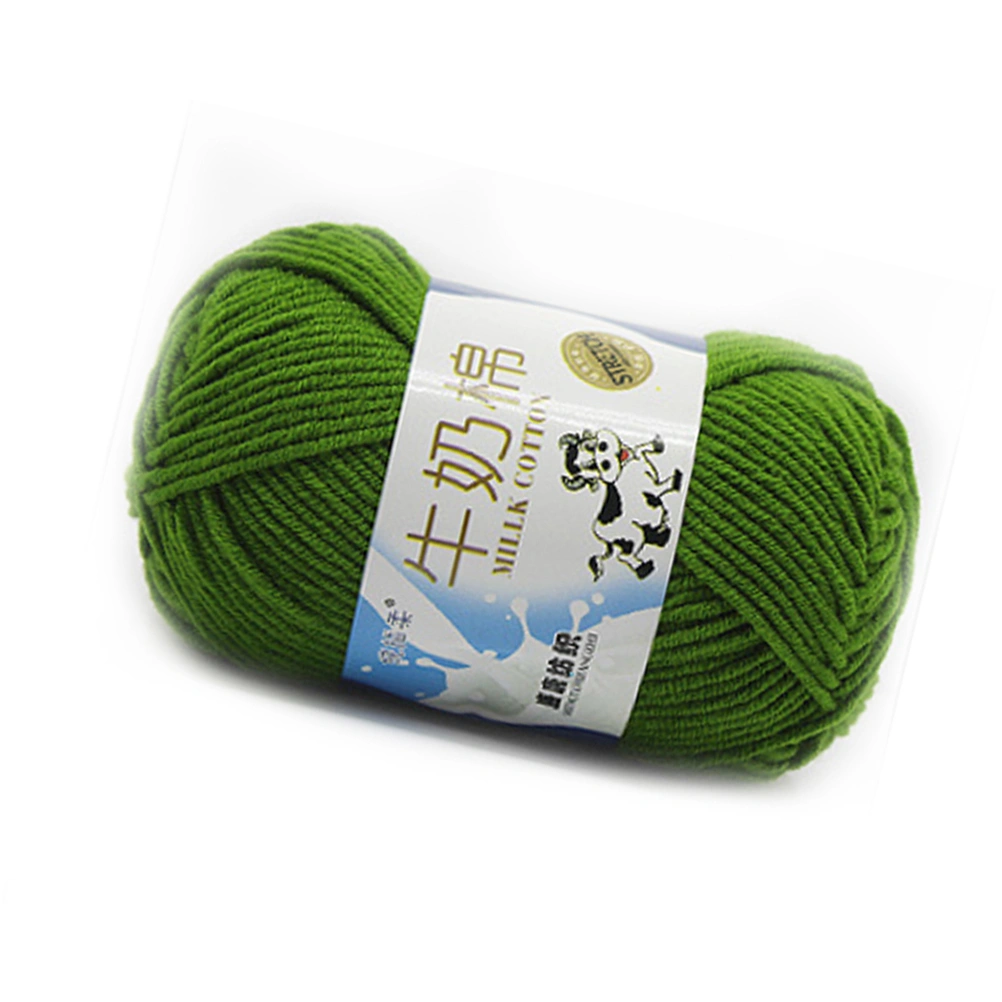 50g Milk Cotton Yarn Cotton Chunky Hand-woven Crochet Knitting Wool Yarn Warm Yarn for Sweaters Hats Scarves DIY (Green)