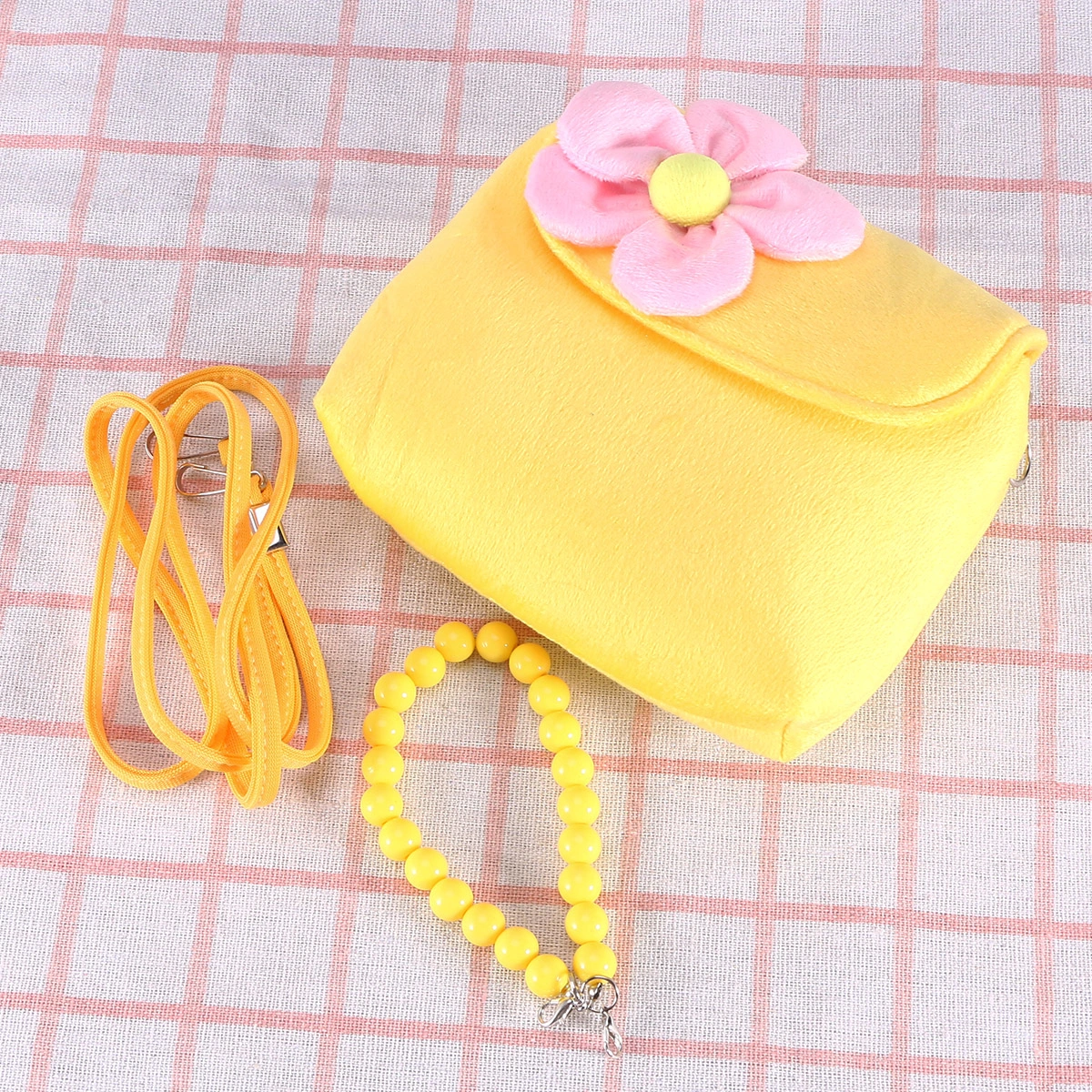 Three-dimensional Flower Decoration Children's Bag Kindergarten Mini Messenger Bag Baby Bag Handbag Crossbody Bag (Yellow)