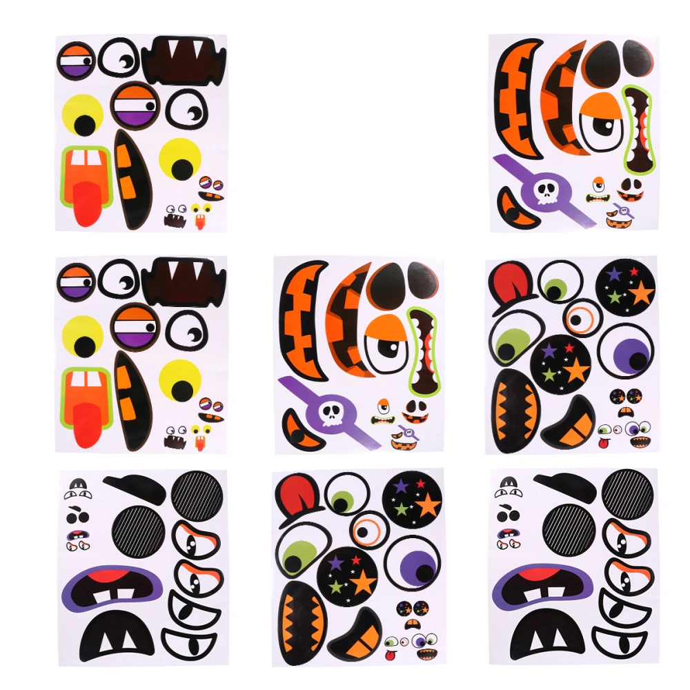 8Pcs Pumpkin Stickers Halloween Party Adorable Pumpkin Face Decoration Stickers