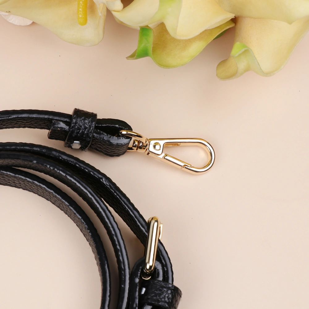 Creative Replacement Shoulder Bag Strap Adjustable PU Women Bag Strap Bag Accessory (Black, Golden Buckle)