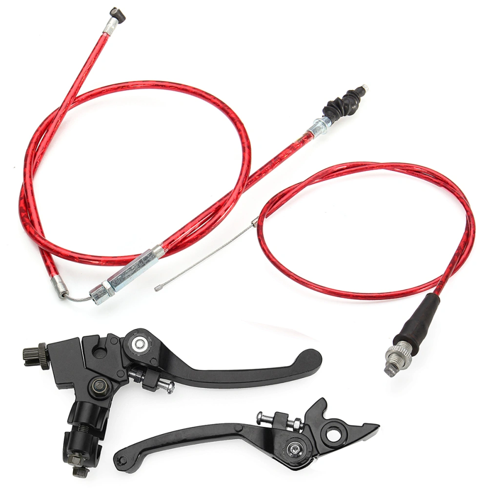 One Pair Folding Brake Clutch Levers with Clutch Cable and Throttle Cable (Red)