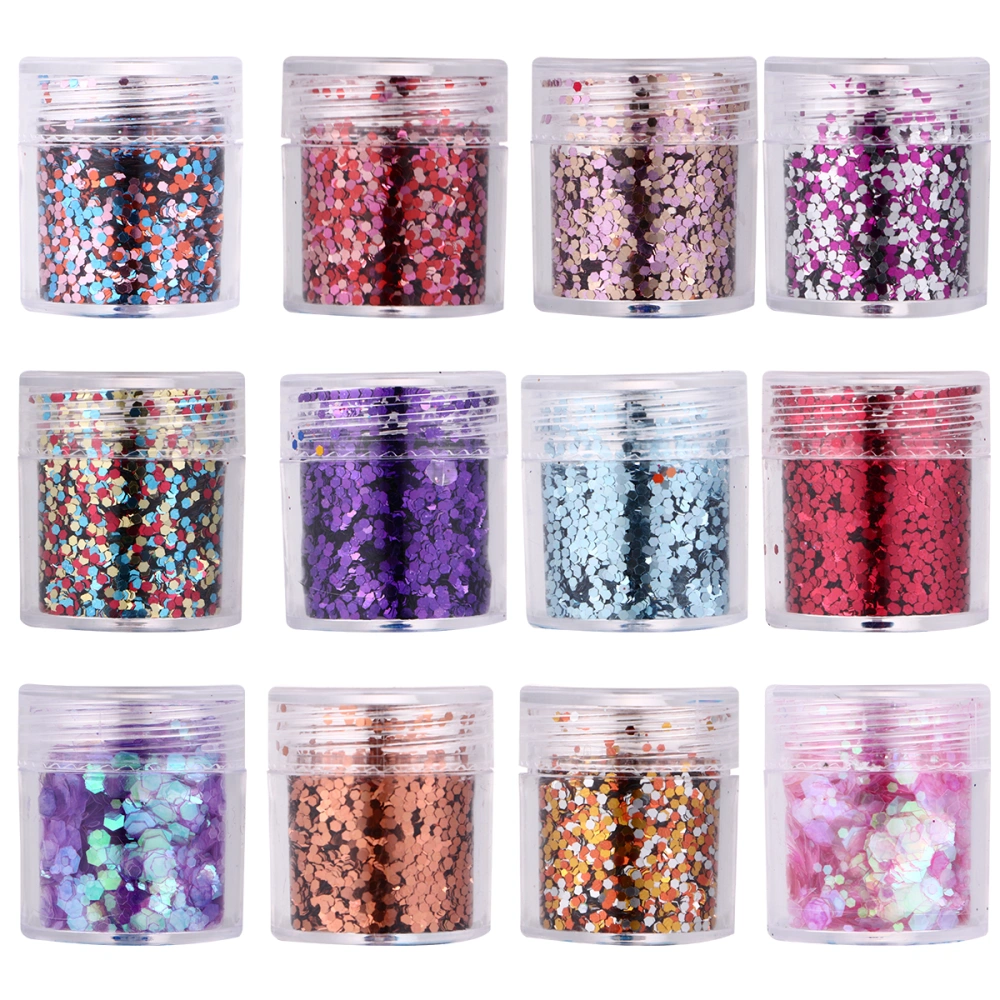 16 Boxes Nail Art Sequin Colorful Manicure Glitter Stickers Manicure Accessories