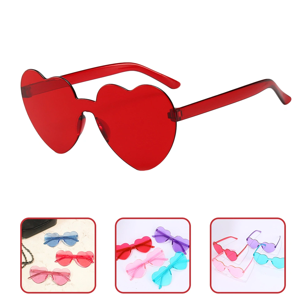 4pcs Heart Glasses Frameless Glasses Party Favor Fourth Of July Accessories
