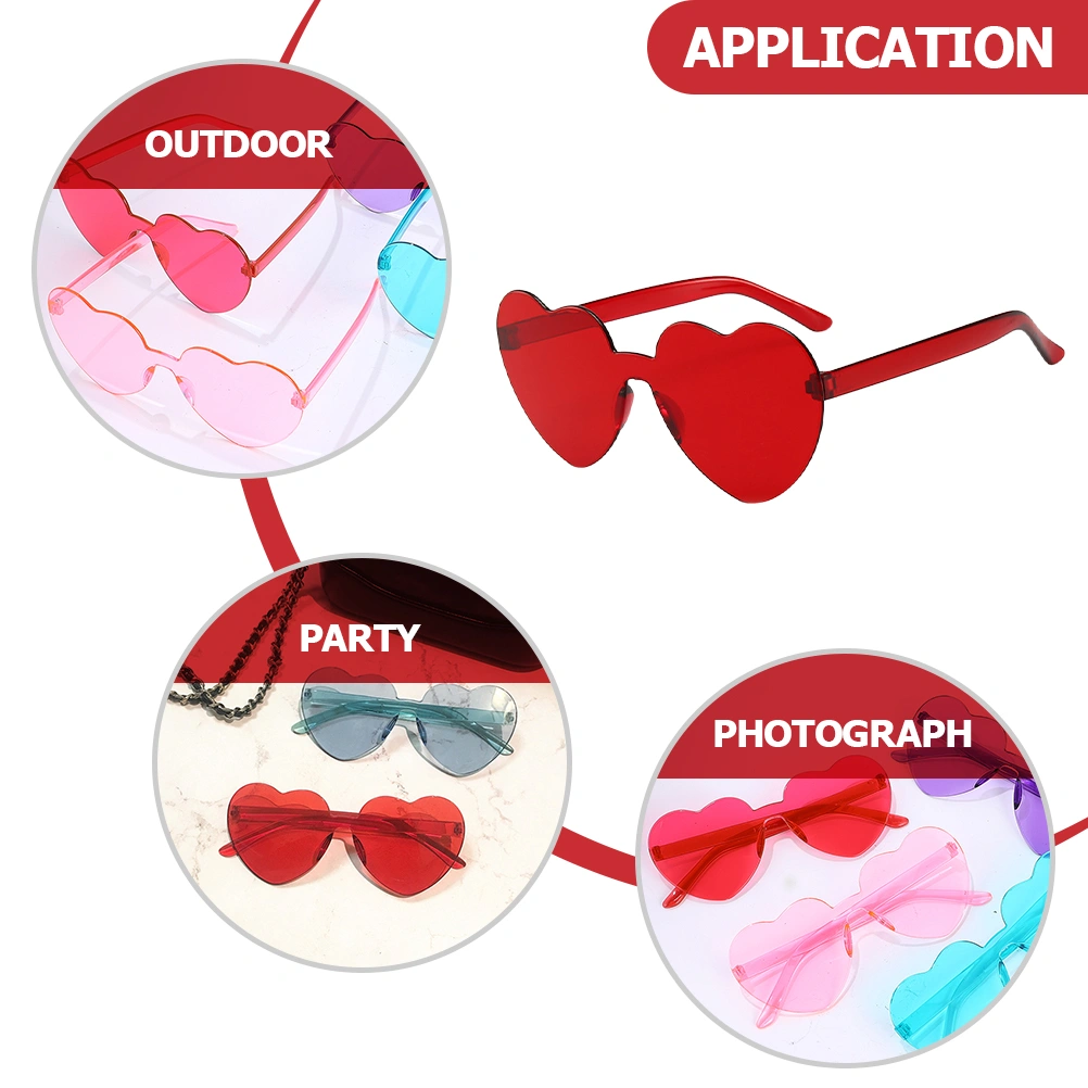 4pcs Heart Glasses Frameless Glasses Party Favor Fourth Of July Accessories