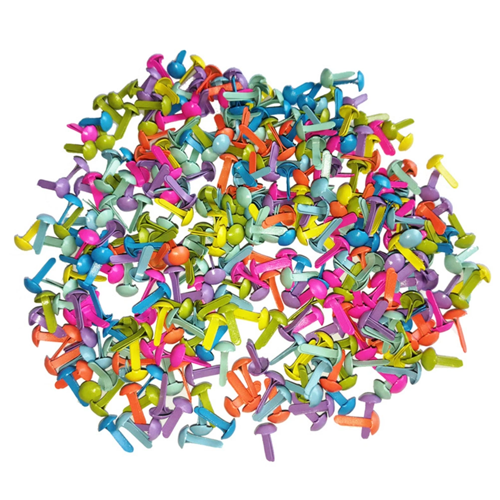 100 Pcs Mini Brads Assorted Colors Round Brad Pastel Brads for Scrapbooking Crafts Making Stamping and DIY - 8x16mm