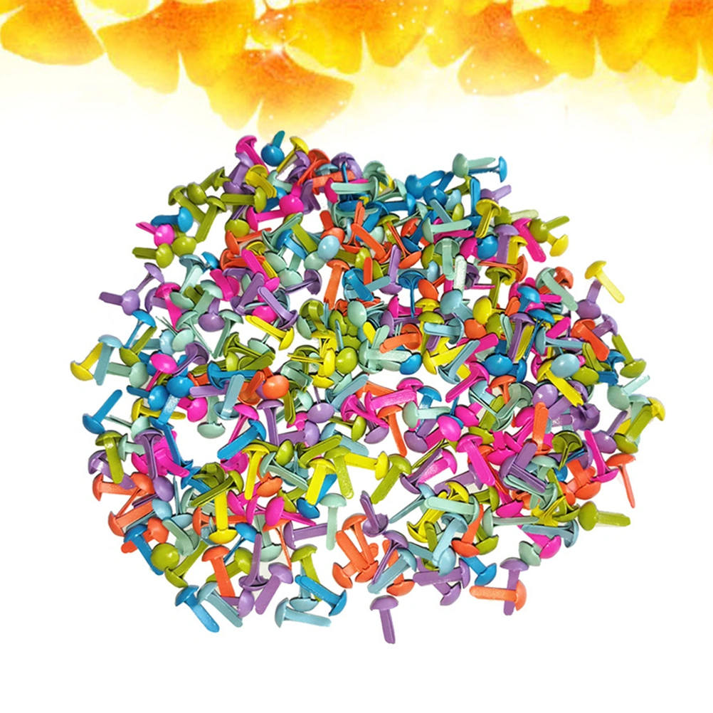 100 Pcs Mini Brads Assorted Colors Round Brad Pastel Brads for Scrapbooking Crafts Making Stamping and DIY - 8x16mm
