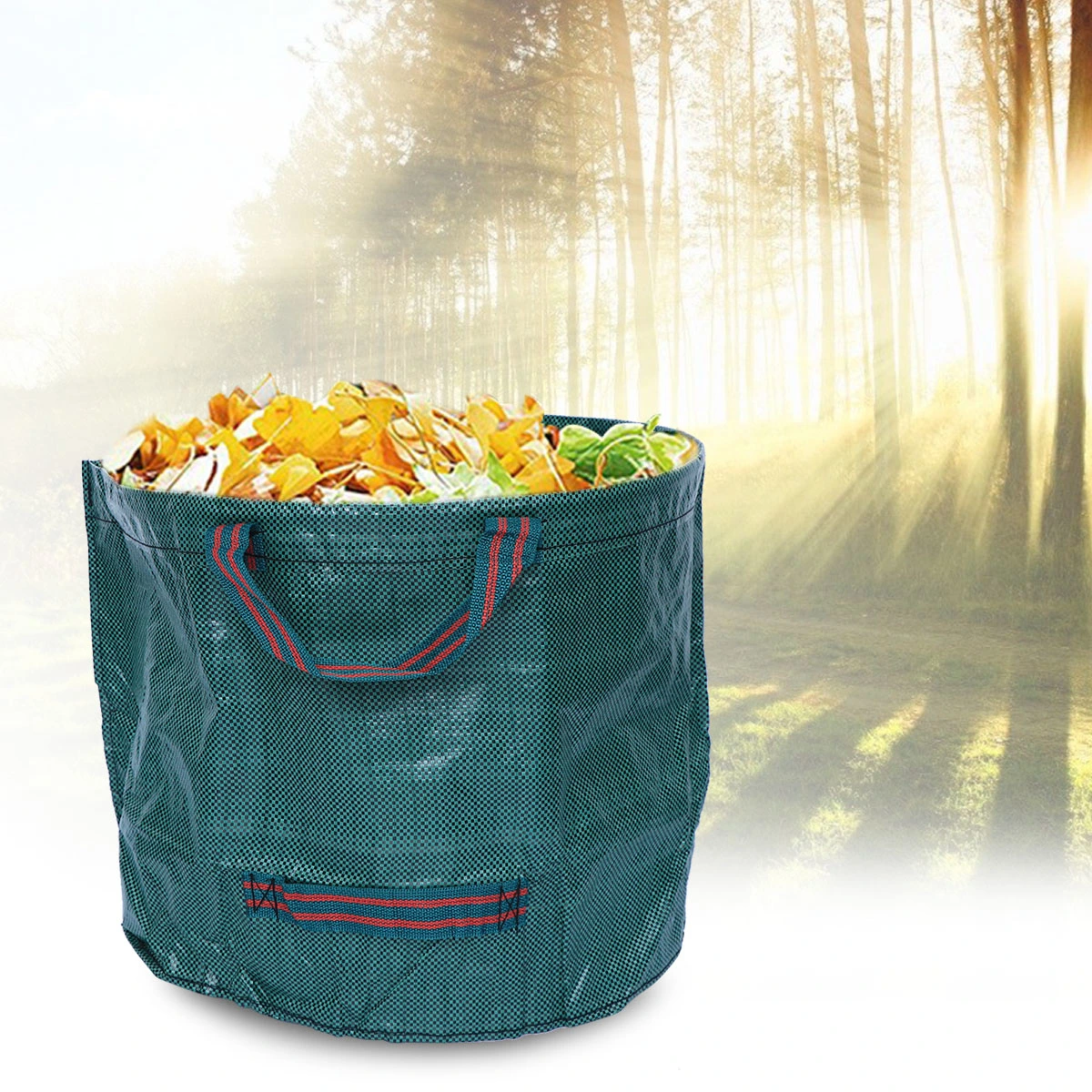 120L Large Capacity Garden Bag Reusable Leaf Sack Trash Can Foldable Garden Garbage Waste Collection Container Storage Bag (Green)