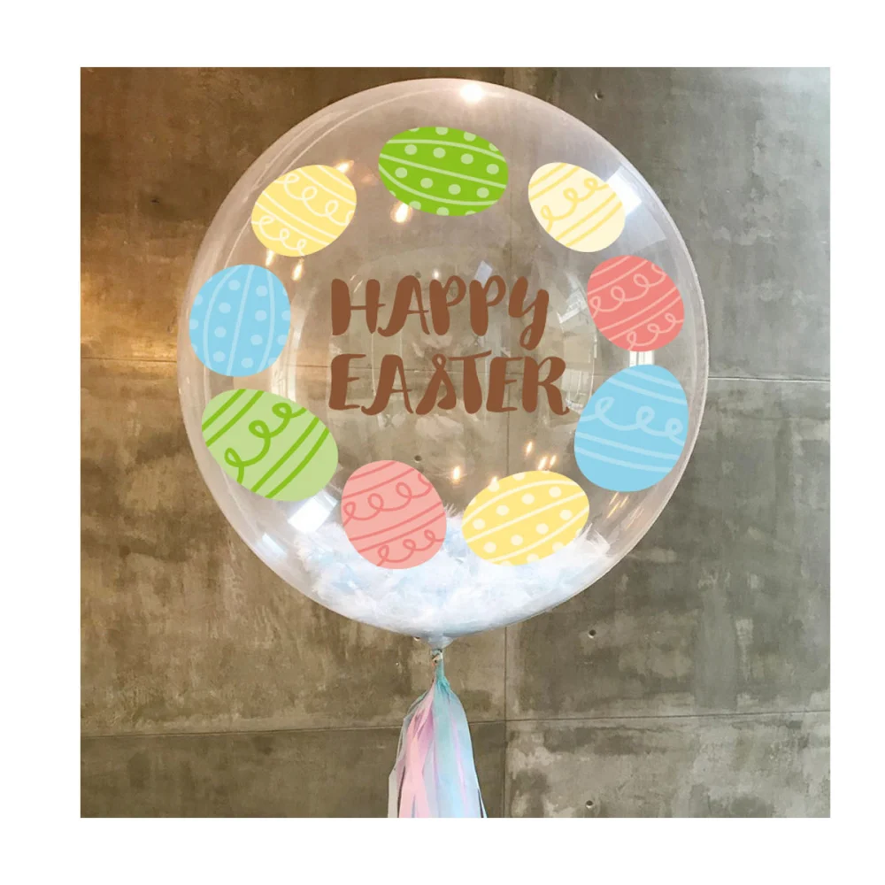 Creative Happy Easter Sticker Celebrative Balloon PVC Window Decals Adorable Wall Paste for Home Party (363)