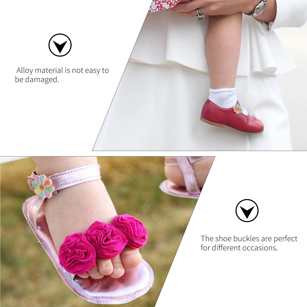 1 Pair Children Flower Shoe Buckles Alloy Cartoon Shoe Decors (Assorted Color)