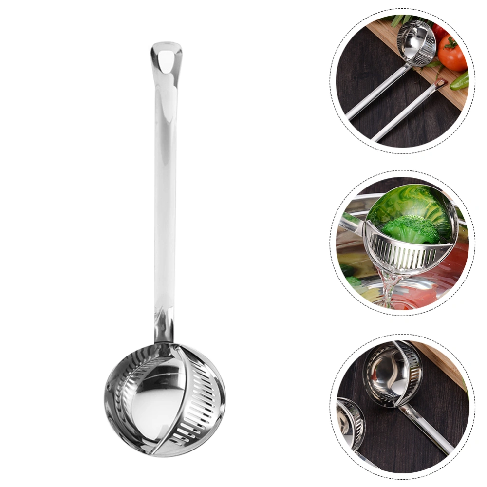 1Pc Grease Filter Spoon Stainless Steel Handle Drink Soup Spoon Oil Filter Scoop