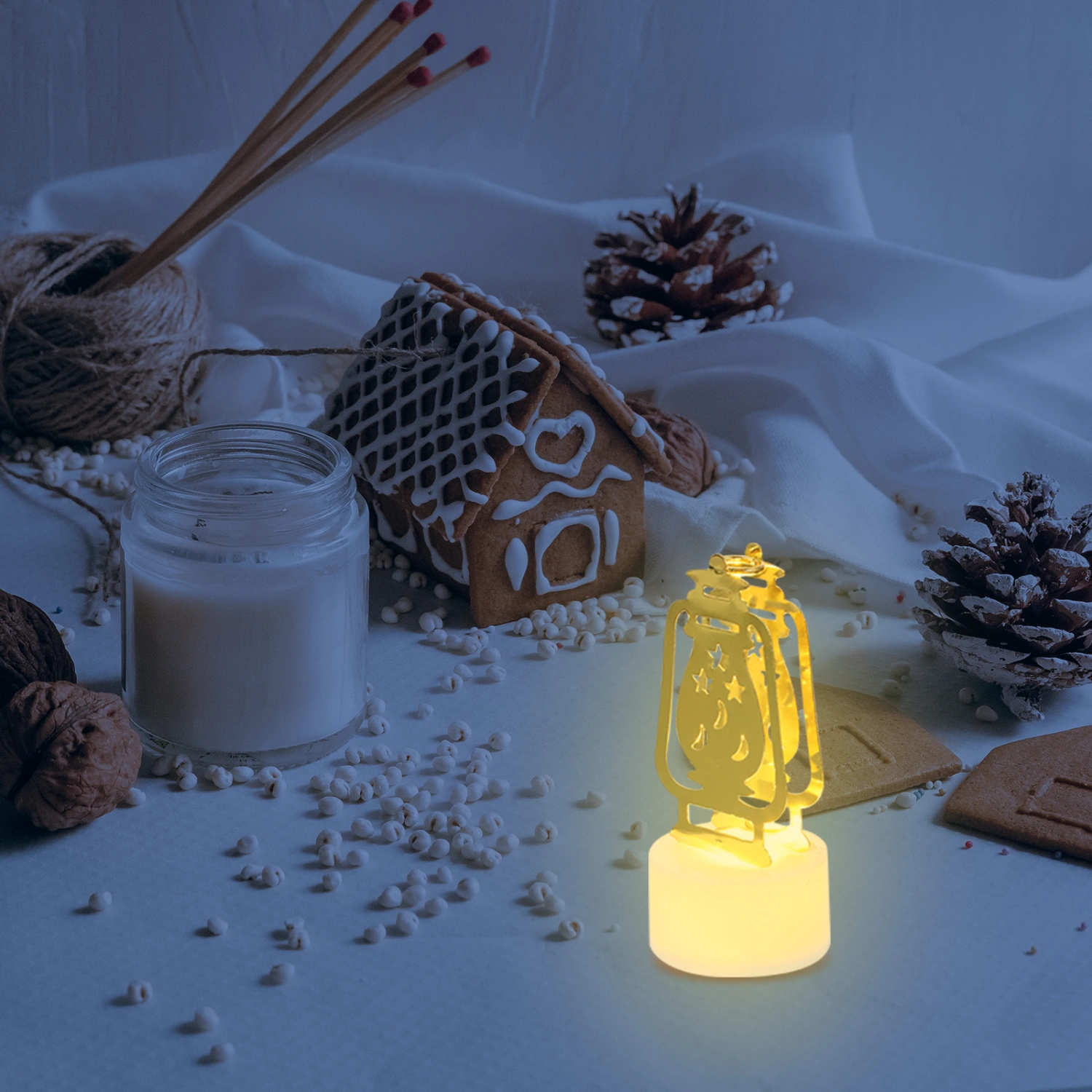 Eid Festival LED Candle Lamp Decorative Ramadan Festival Lamp Muslin Gift
