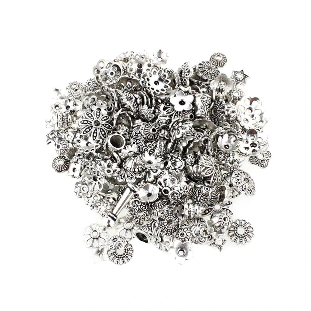 240PCS DIY Tibetan Silver Flat Flower Pattern Handmade Jewelry Accessories Charms Pendants Metal Charms DIY Bracelet Making