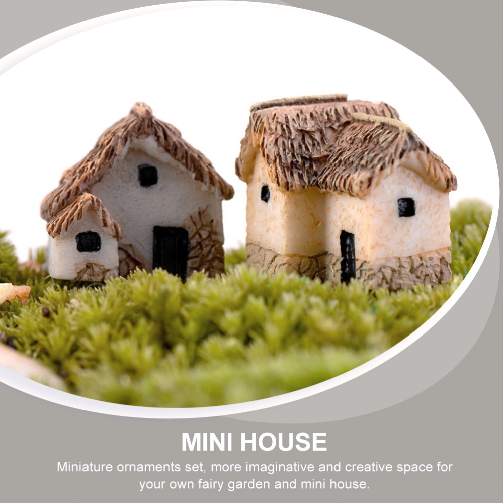 10pcs Mini House Ornament Resin House Mini Home Micro Landscape Random Style