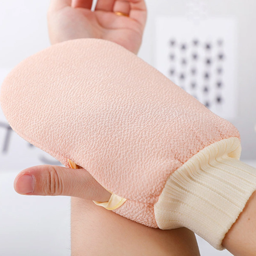 2pcs Bath Towel Gloves Exfoliating Gloves Shower Gloves Universal Shower Mittens Body Exfoliating Massager (Light Pink)