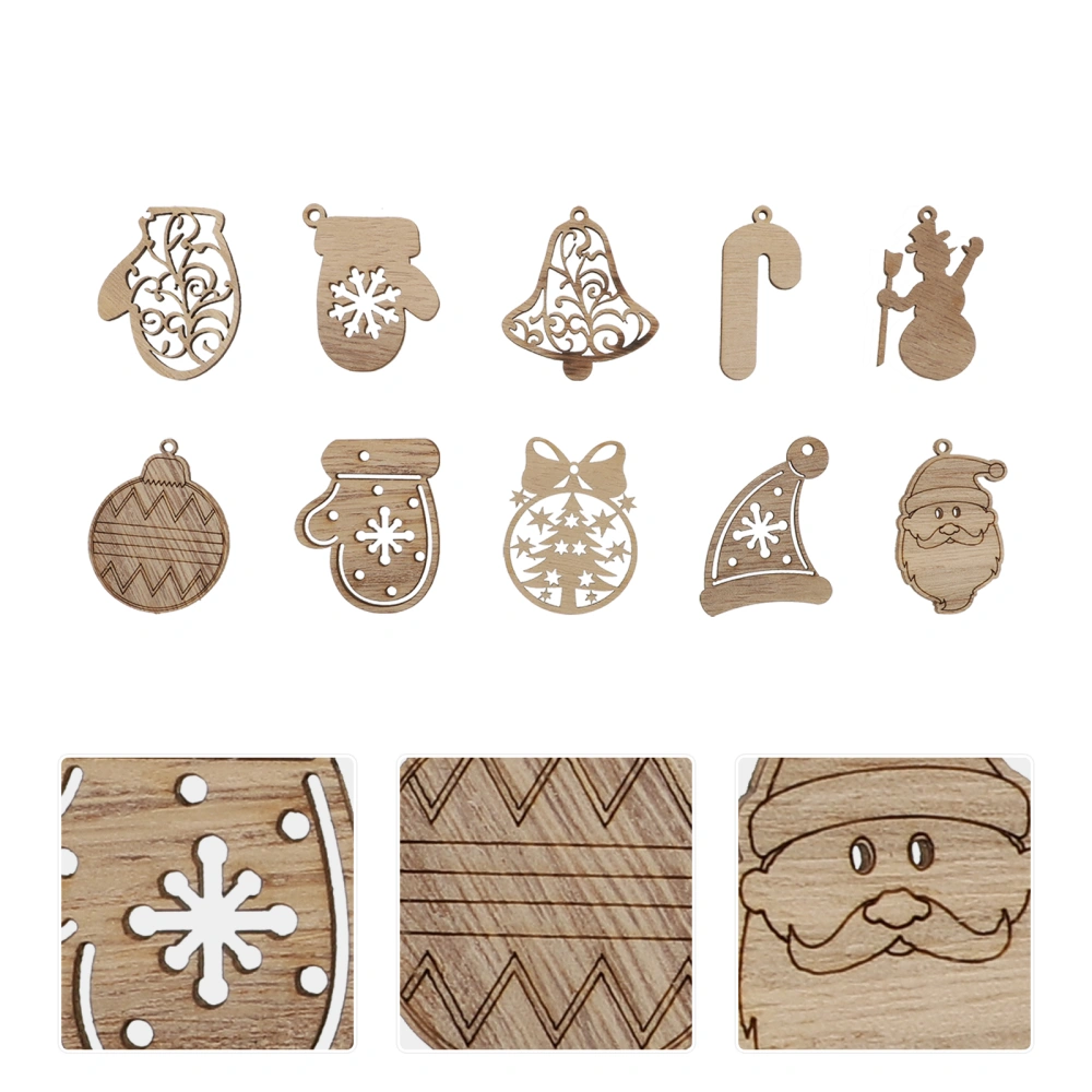 20 Pcs Christmas Hollow Wood Pendants Xmas Hanging Ornament Xmas DIY Crafts