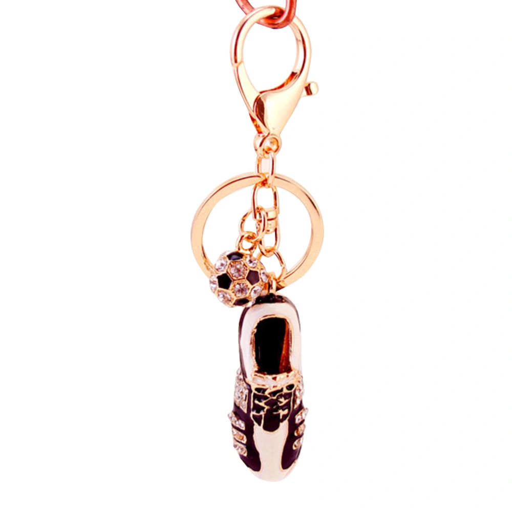 Rhinestone Football Shoe Boot Key Chain Soccer Key Ring Car Hanging Decoration Holiday Gift (Golden)