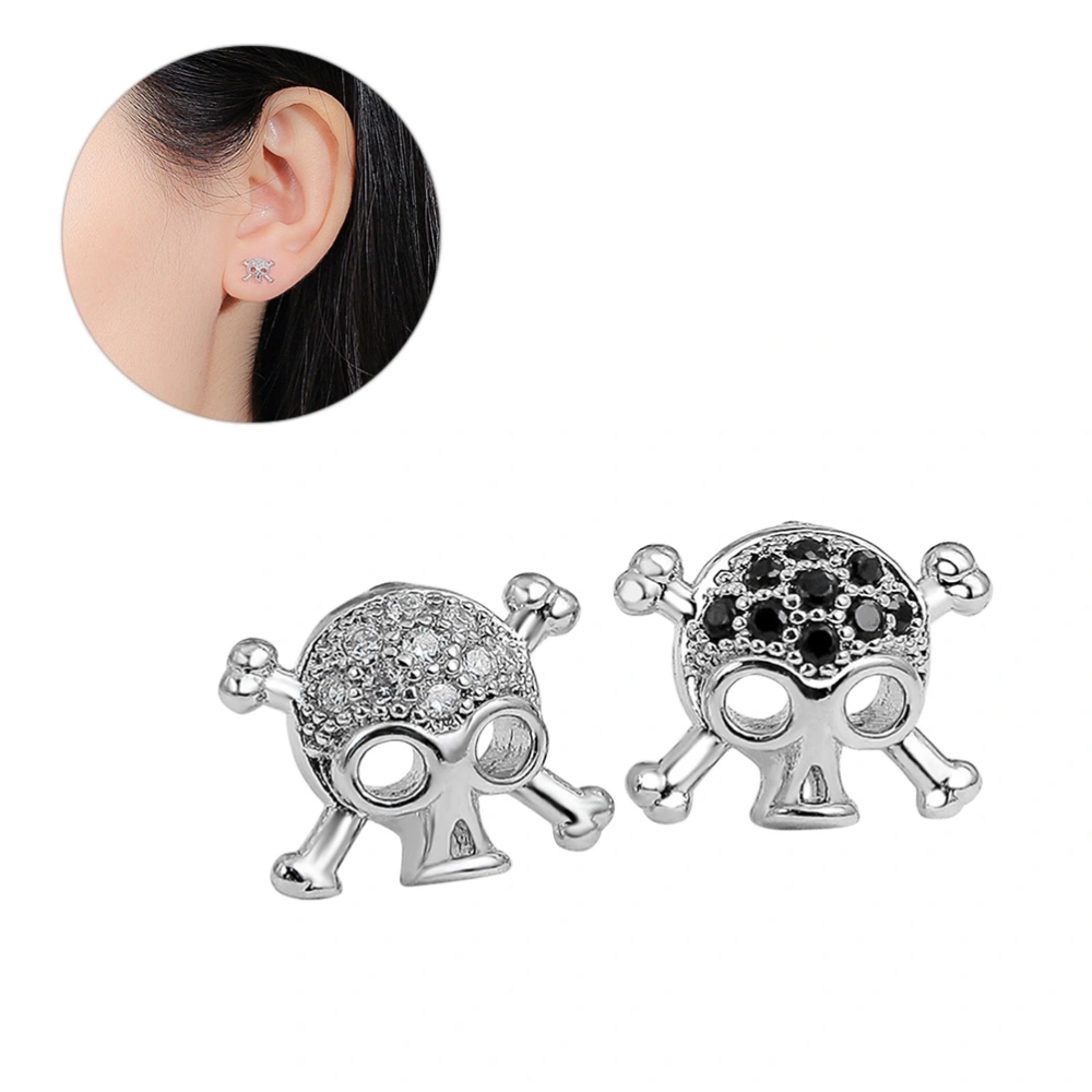 1 Pair Retro Diamond-studded Skull Ear Stud Personality Earrings Halloween Decorations