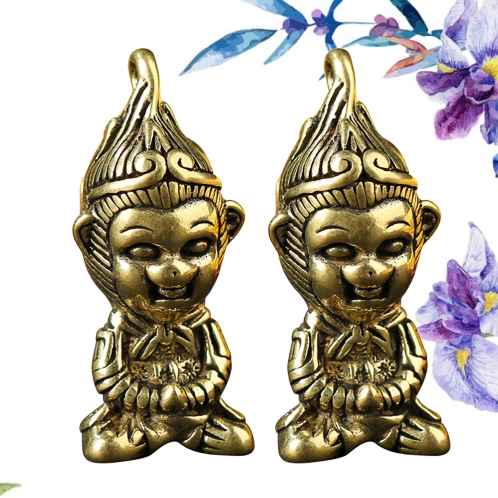 2pcs Brass Keychain Pendant Chinese Style Key Ornaments Hanging Decoration