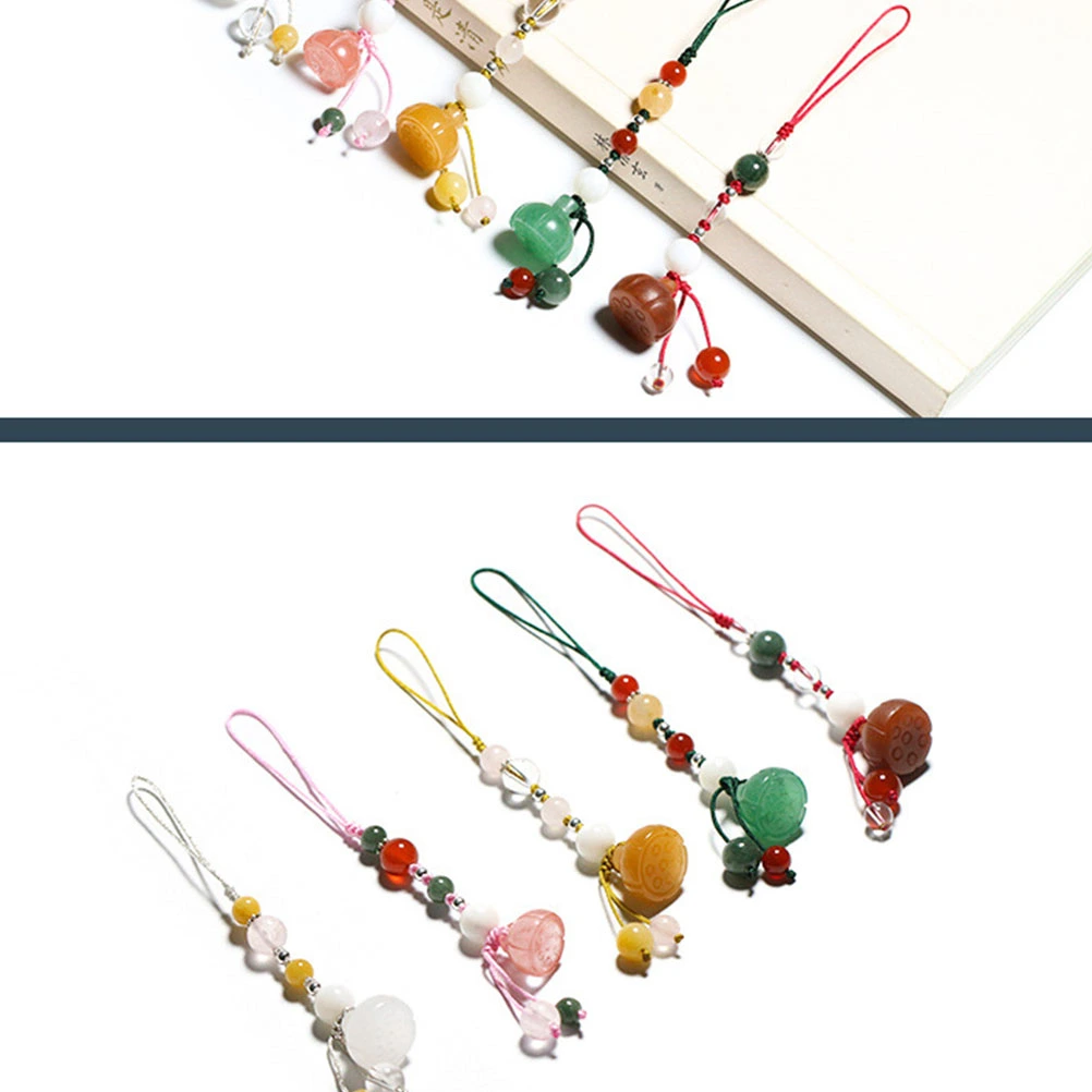 1PC Jade Agate Mobile Phone Pendant Car Key Hanging Pendants Multi-purpose Hanging Pendant Delicate Phone Chain Decor for Car Phone Fan Clothing Decor Pink(Random Style)