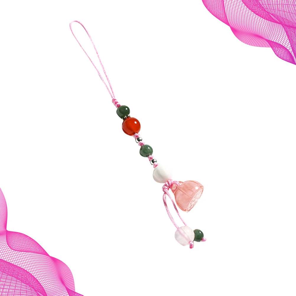 1PC Jade Agate Mobile Phone Pendant Car Key Hanging Pendants Multi-purpose Hanging Pendant Delicate Phone Chain Decor for Car Phone Fan Clothing Decor Pink(Random Style)