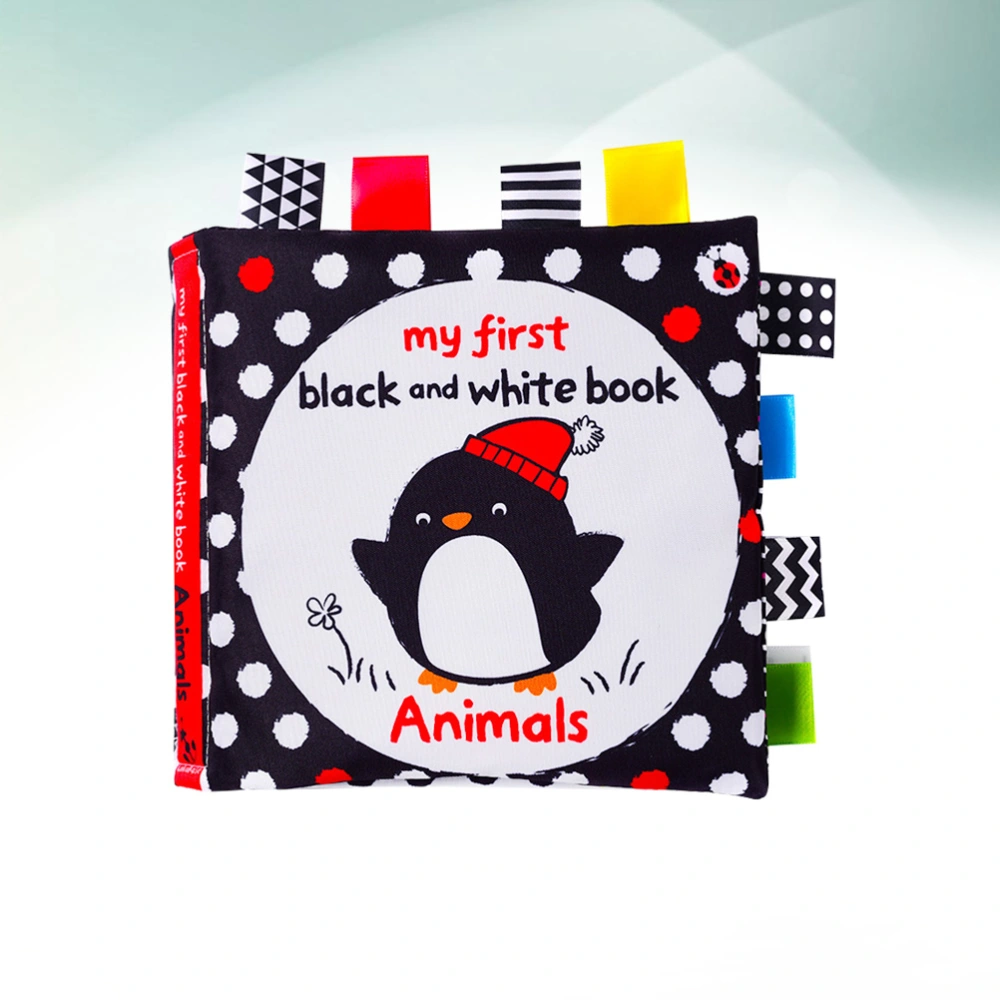 1PC Black White Label Cloth Book Visual Stimulation Cloth Book Wear Resistance Cloth Books Early Educational Chewing Cloth Book for Baby Kids Infant Toddler Playing Animal Cognizing Style