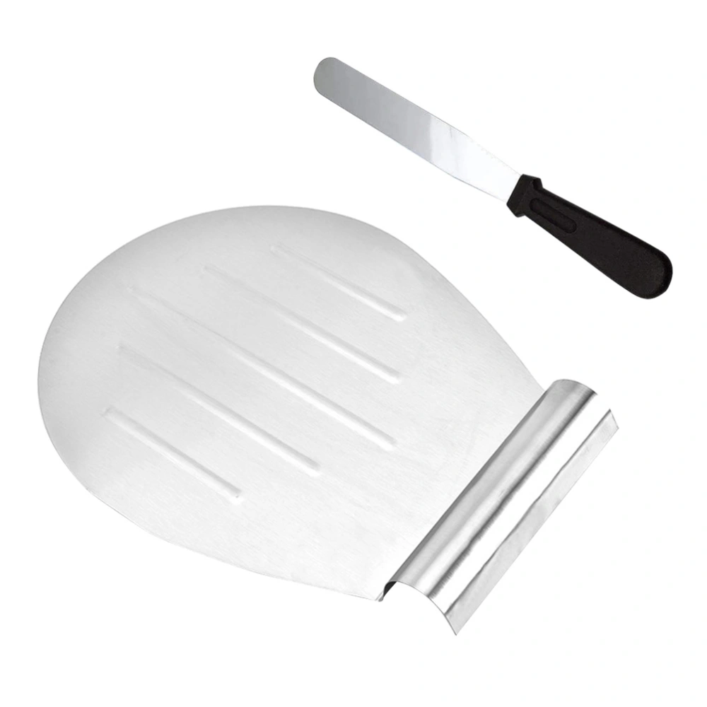 2pcs Cake Spatulas Set Stainless Steel Pastry Server Cake Transfer Shovel Cream Spatula (Cake Shovel+6inch Spatula)