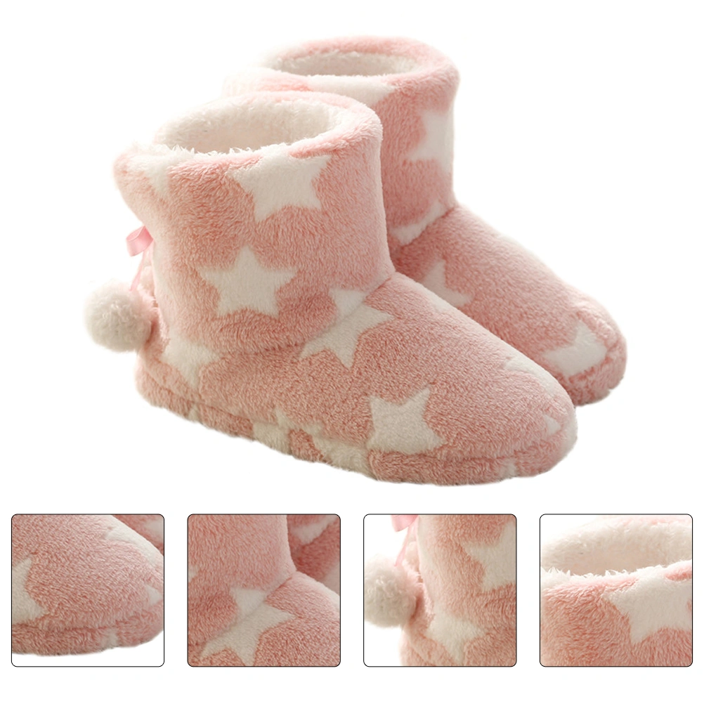 1 Pair Fashion Star Pattern Women Boots Plush Winter Warm Ankle Bootie Slippers
