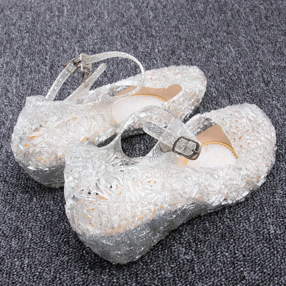 1 Pair of Baby Girl Sandals Little Girl High Heel Jelly Sandals Summer Shoes - Size 25 (White)