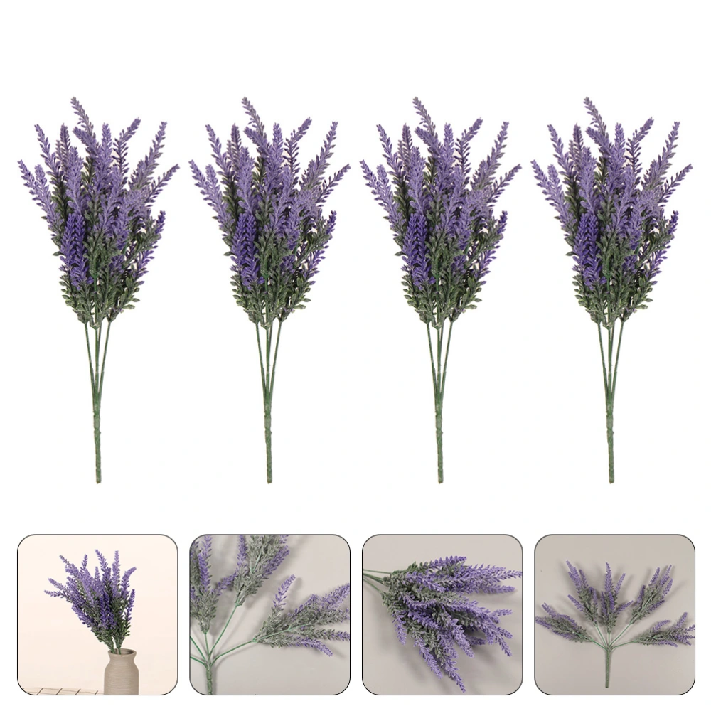 4Pcs Delicate Imitation Lavender Fake Plant Ornaments Simulated Plant Decors