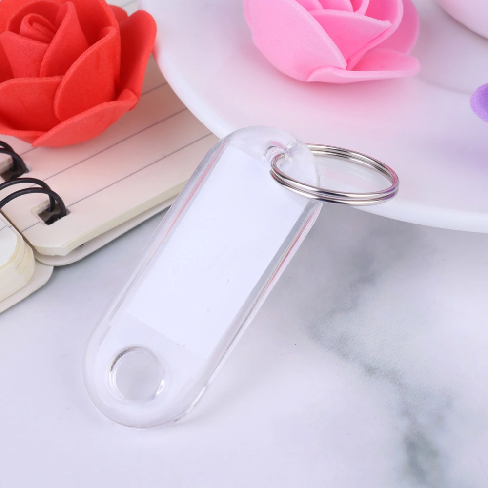 30pcs Plastic Keychain ID Tags Name Label Language Number Mark Classification Tag (White)