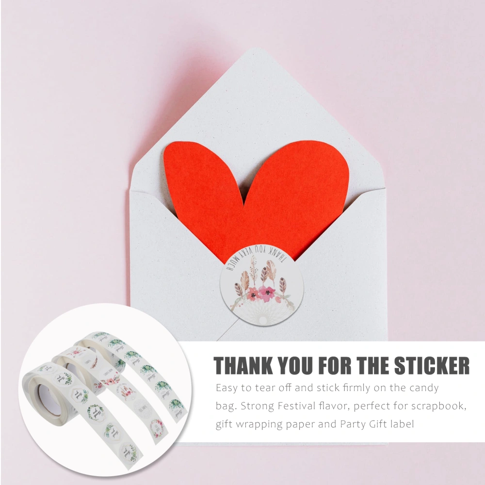 6 Rolls Sealing Stickers Envelope Party Favor Adhesive Thank You Stickers