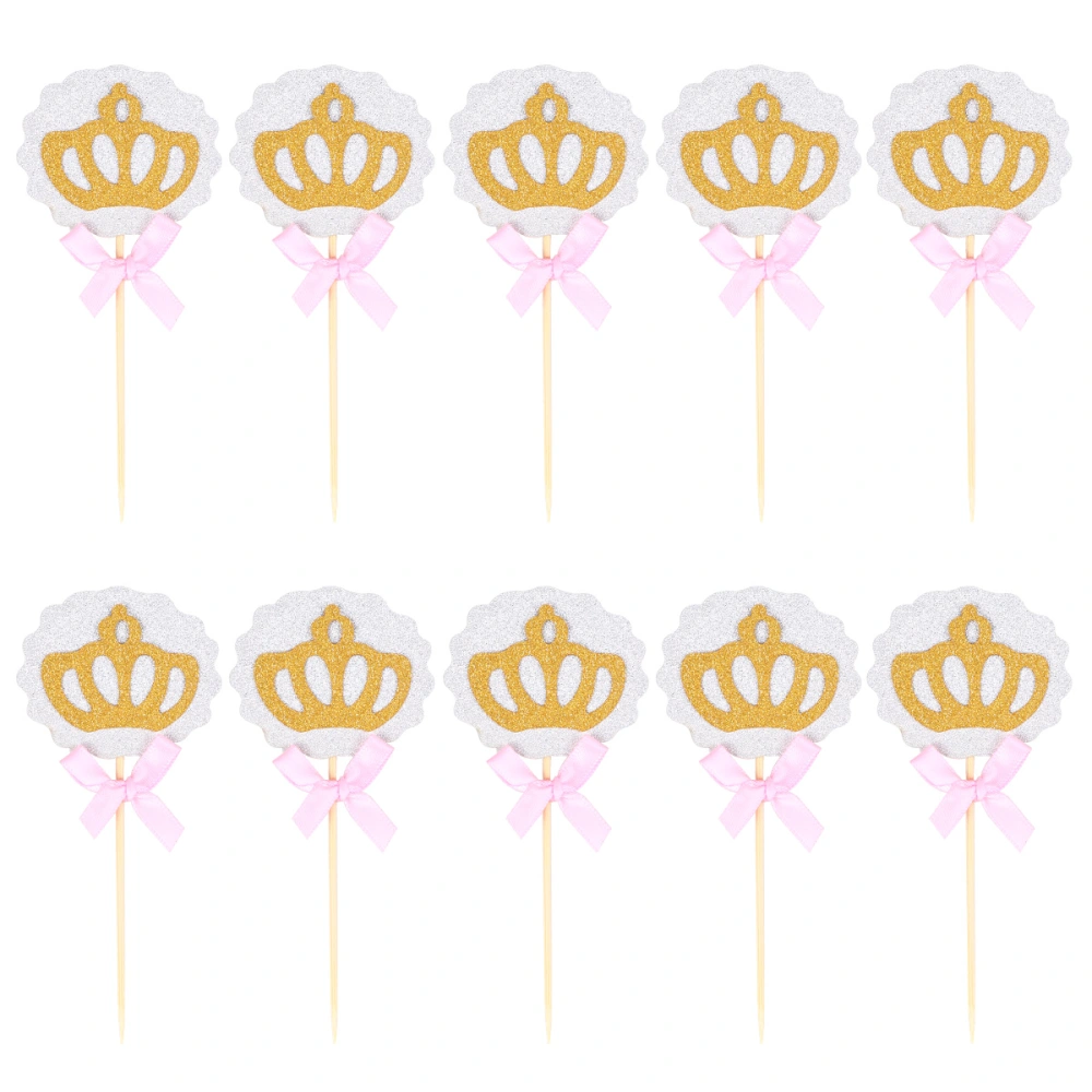 20pcs Glitter Shell Crown Cake Toppers Chic Cupcake Ornament Picks Cake Decor Dessert Adornment for Banquet Birthday