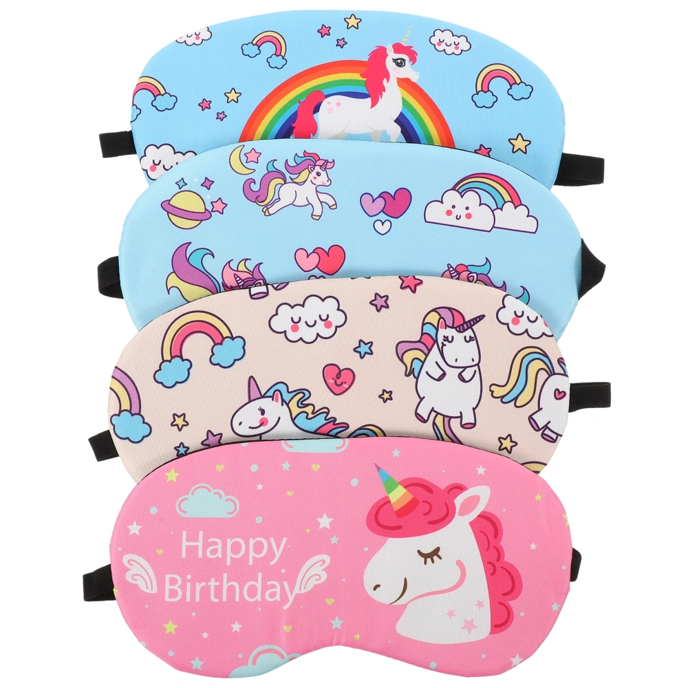 4Pcs Sleeping Eye Masks Cartoon Printing Eye Masks Lightproof Eye Covers Comfortable Blindfold