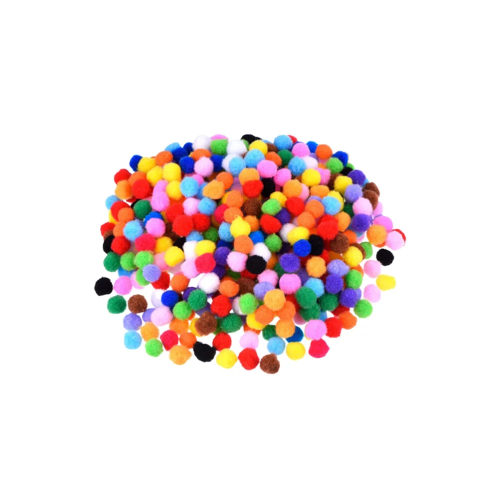 500pcs 25mm Colorful Plush Ball Toy Elastic Plush Ball Creative Manual DIY Hat Scarf Accessories for Kids (Mixed Color)