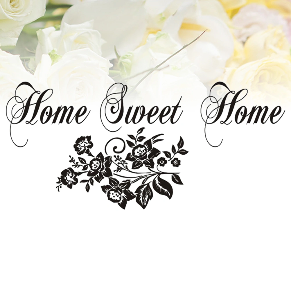 1pc Wall Sticker PVC Home Sweet Home Words Flowers Wall Decals Mural  Background Wallpaper for Bedroom Living Room
