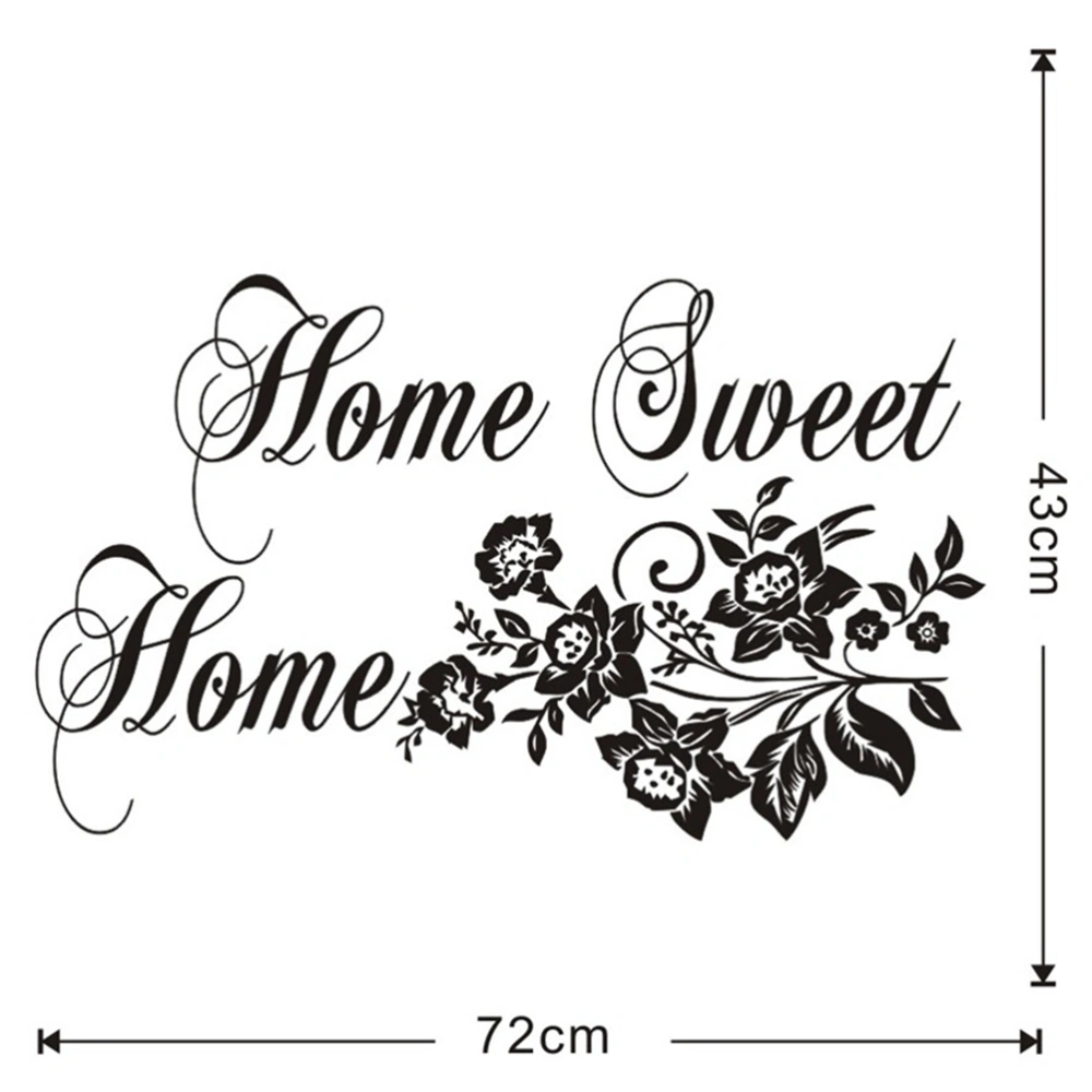 1pc Wall Sticker PVC Home Sweet Home Words Flowers Wall Decals Mural  Background Wallpaper for Bedroom Living Room