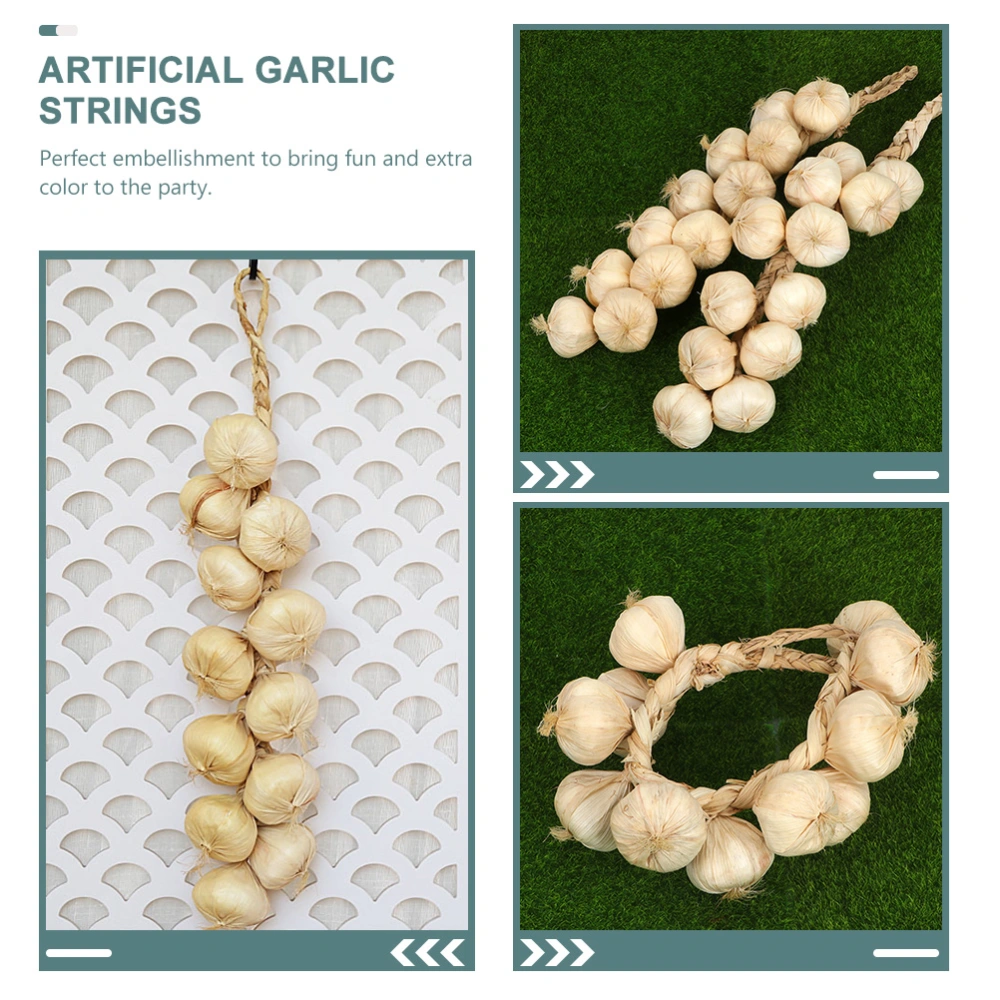 2pcs Lifelike Fake Vegetable Artificial Garlic Strings Wall Decor Photo Props