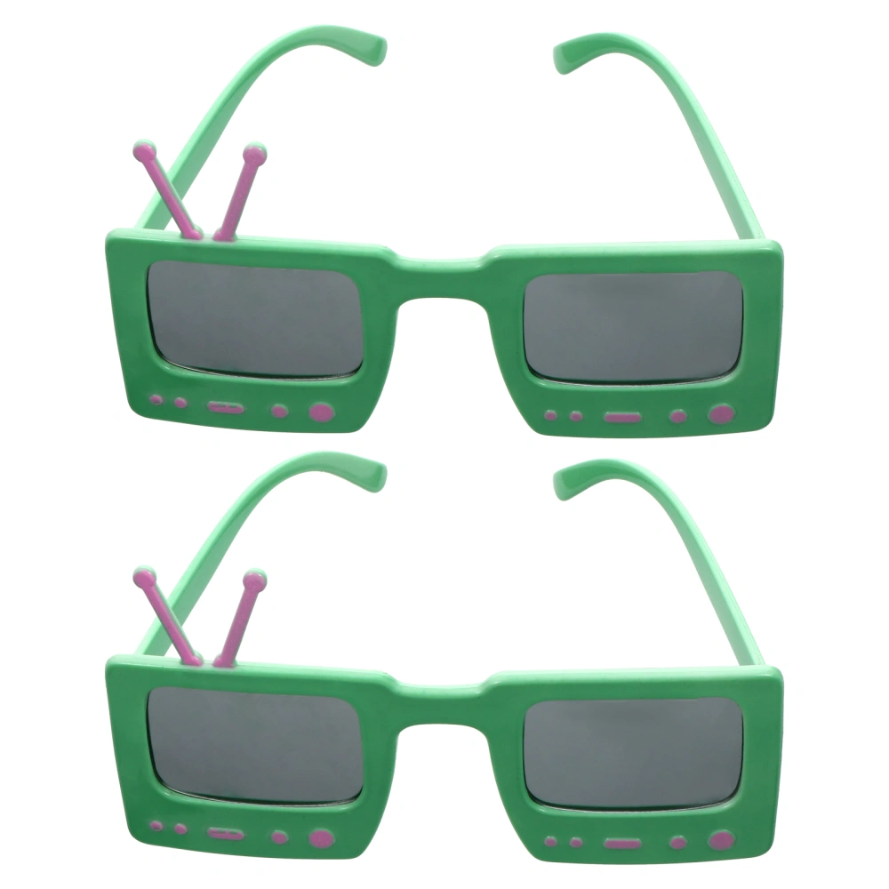 2Pcs Funny Birthday Party Glasses Frames Eyeglasses Photo Props (Green)