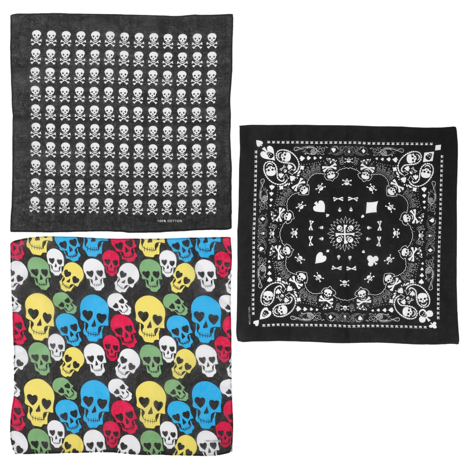 3pcs Skull Bandana Multipurpose Bandana Headband  Outdoors Bandana Scarf for Women Men